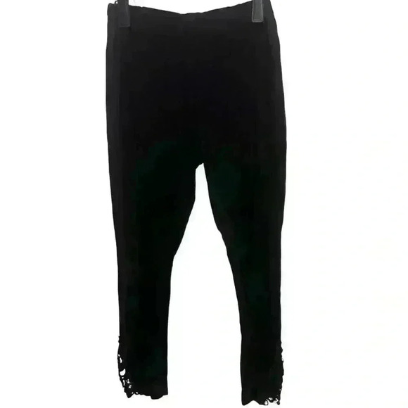 Venus Womens Size L Black Stretch Pants Lace Bottom Pull On - Picture 1 of 5